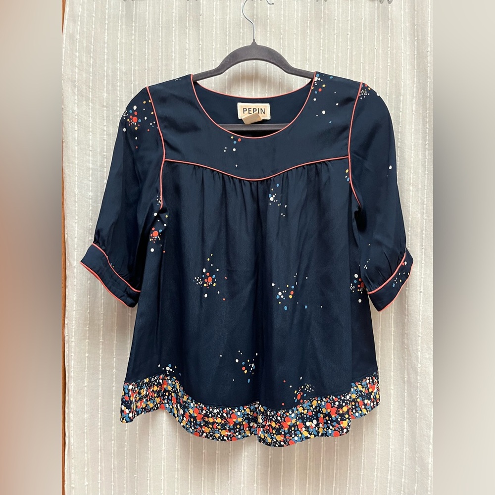 Pepin Midnight Blue short sleeve top Size S